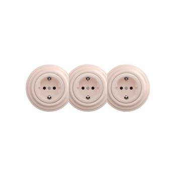 Reblig - Hármas retro fali dugalj kerettel SCHUKO 230V antik rózsaszín RG0121+2xRG0120+3xRG0143 kép