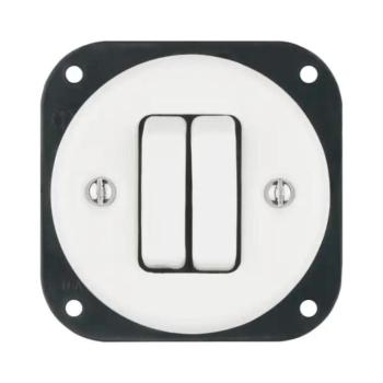 Reblig - Keret nélküli retro porcelán dupla kapcsoló č. 6+6 fehér RG220QX-W kép