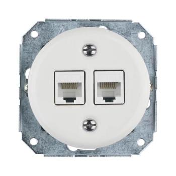 Reblig - Porcelán retro Ethernet aljzat keret nélkül 2x CAT.5E fehér RGCATX-W kép
