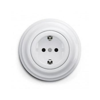 Reblig - Retro fali konnektor kerettel SCHUKO 230V/16A hófehér RG0151+RG0160 kép