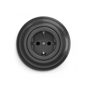 Reblig - Retro háztartási fali aljzat kerettel SCHUKO 230V/16A antracit RG0043+RG0110 kép