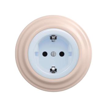 Reblig - Retro háztartási fali aljzat kerettel SCHUKO 230V/16A, kék/antik rózsaszín RG0119+RG0108 kép