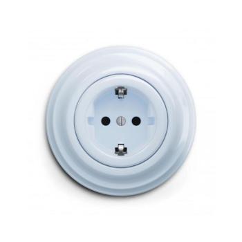 Reblig - Retro háztartási fali aljzat kerettel SCHUKO 230V/16A kék RG0025+RG0108 kép