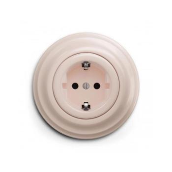 Reblig - Retro háztartási fali konnektor kerettel SCHUKO 230V/16A antik rózsaszín RG0119+RG0143 kép