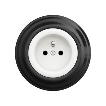 Reblig - Retro háztartási konnektor kerettel 230 V hófehér/fekete RG0016+RG0150 kép