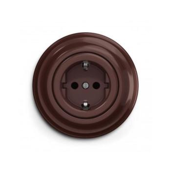 Reblig - Retro háztartási SCHUKO fali aljzat kerettel 230V/16A barna RG0034+RG0109 kép