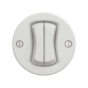 Reblig - Retro keret nélküli dupla kapcsoló, kerámiafehér K/V2/TL2 kép