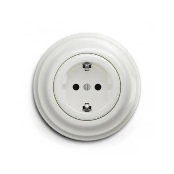 Reblig - Retro lakossági fali SCHUKO aljzat kerettel 230V/16A, kerámiafehér RG0007+RG0106 kép