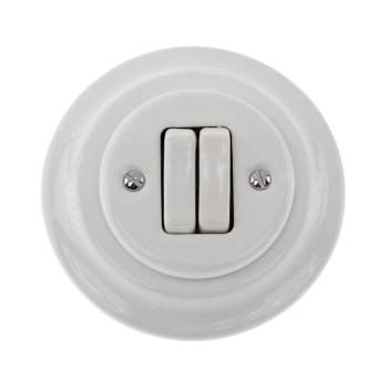 Reblig - retro porcelán dupla kapcsoló kerettel č. 5 fehér RG210Q-W kép