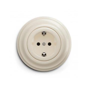 Reblig - Retro Schuko fali aljzat kerettel, 230V/16A, bézs RG0134+RG0144 kép