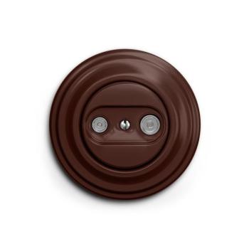 Reblig - Retró TV+R (átvezethető) fali aljzat kerettel, barna RG0034+RG0077 kép