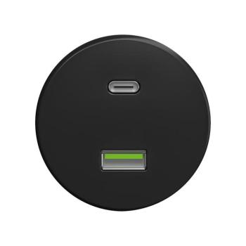 Reblig - Retro USB-aljzat A+C keret nélküli fekete C/USB kép