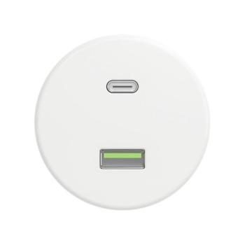Reblig - Retro USB aljzat A+C, keret nélküli, hófehér W/USB kép