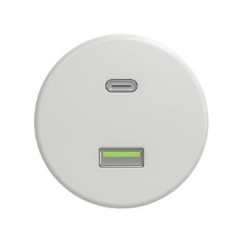 Reblig - Retro USB-aljzat A+C, keret nélküli, kerámiafehér K/USB