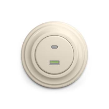 Reblig - Retro USB aljzat A+C kerettel, bézs RG0134+RG0140 kép