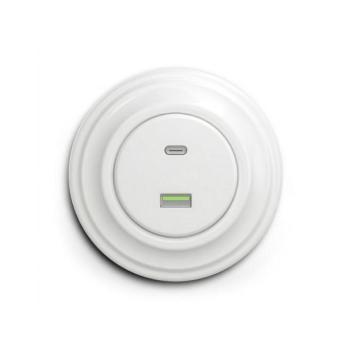 Reblig - Retro USB aljzat A+C kerettel, hófehér RG0151+RG0157 kép