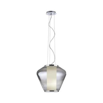 Redo 01-1139 - Zsinóros függeszték FUSION 1xE27/42W/230V Ø30 cm fényes króm/füstszínű 01-1139