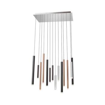 Redo 01-2057 - LED Csillár zsinóron MADISON 14xLED/4W/230V fényezett króm/fekete/réz 01-2057 kép