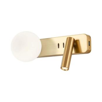 Redo 01-2992 - LED fali lámpa OASIS LED/3W/230V+1xG9/10W USB CRI 90 bronz 01-2992 kép