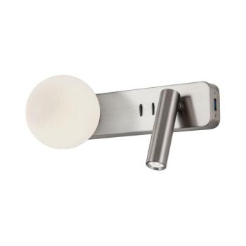 Redo 01-2993 - LED fali lámpa OASIS LED/3W/230V+1xG9/10W USB CRI 90 króm 01-2993 kép