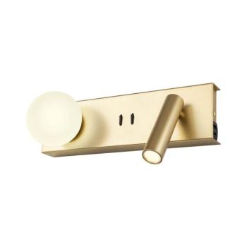 Redo 01-4661 - LED fali lámpatest NORMA LED/5W/230V + LED/3W CRI 90 USB arany 01-4661 kép
