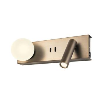 Redo 01-4662 - NORMA LED fali lámpa LED/5W/230V+LED/3W CRI90 USB bronz 01-4662 kép