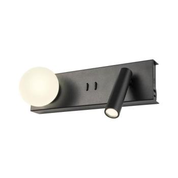 Redo 01-4663 - NORMA LED fali lámpa LED/5W/230V + LED/3W CRI 90 USB fekete 01-4663 kép