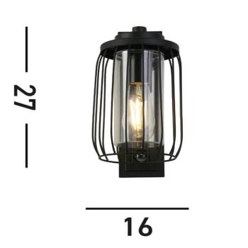 Reed kültéri fali lámpa, IP44, fekete, fém kép