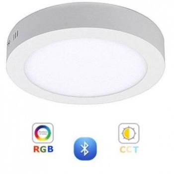 RGB-CCT LED panel , 12W , falon kívüli , kerek , dimmelhető , színes , állítható fehér színárnyalat , Bluetooth , LEDISSIMO SMART kép
