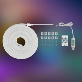 RGBIC Neon LED-rugalmas szalag, fehér, 5 méter, USB, zeneérzékelő