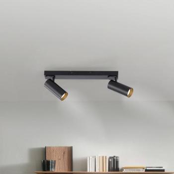 RIK mennyezeti spotlámpa, fekete, 2 izzós, 59 cm, fém, GU10-LED kép