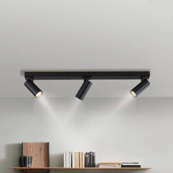 RIK mennyezeti spotlámpa, fekete, 3 izzós, 89 cm, fém, GU10-LED