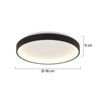 Ringlede LED mennyezeti lámpa, fekete, magasság 6 cm, Ø 38 cm kép