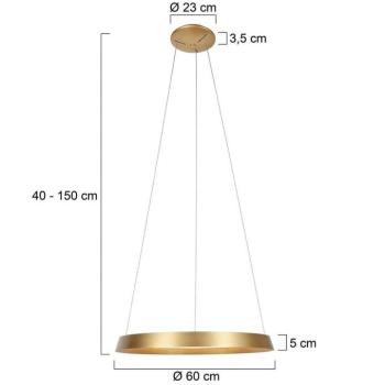 Ringlux LED-es függőlámpa, 1-lámpás, aranyszínű, fém kép