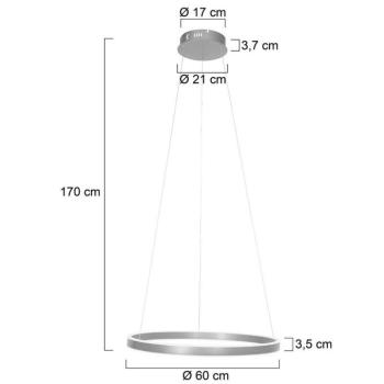 Ringlux LED-es függőlámpa, Ø 60 cm, 2-lámpás, acél kép