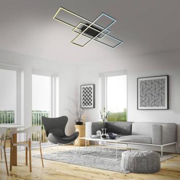 Roami LED mennyezeti lámpa, 104x71cm, fekete, CCT, távirányítóval, kép