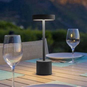 Roby LED tölthető asztali lámpa, sötét szürke, magasság 30 cm, IP54