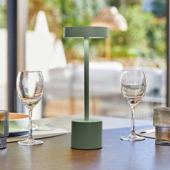 Roby LED tölthető asztali világítás, olajzöld, magasság 30 cm, IP54 kép
