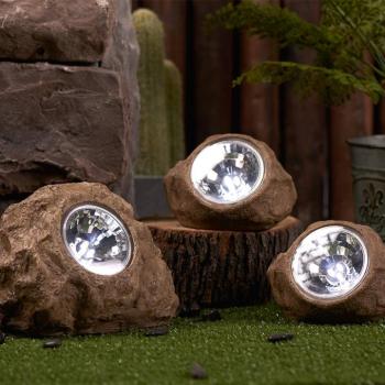 Rocky Brown LED-es napelemes díszlámpa, barna, 3 darabos készlet, műanyag kép
