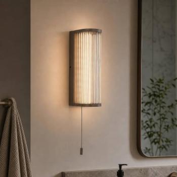 Rue LED fali világítás, bronz, IP44, fém, üveg, 3 000 K kép