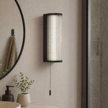 Rue LED fali világítás, fekete, IP44, fém, üveg, 3 000 K