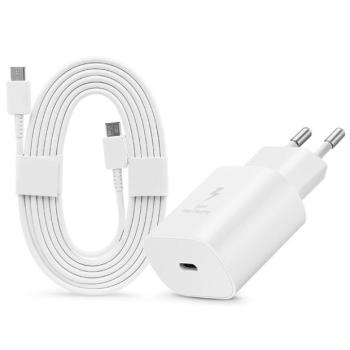 Samsung gyári hálózati töltő adapter 25W, USB-C bemenet, 1,8 Type-C kábel, EP-DA767JWE, fehér ECO csom kép