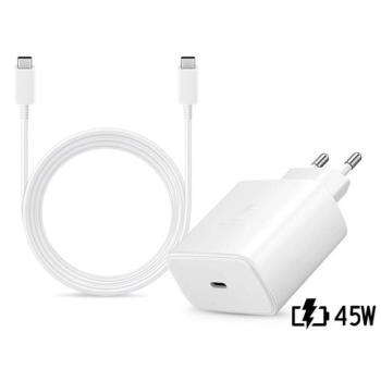 Samsung gyári hálózati töltő adapter TypeC bemenet 1,8 m Typ-C TypeC kábel 45W EPTA845EWE EPDX510JWE fehér ECO csom kép