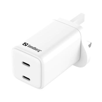 SANDBERG Hálózati töltő, AC Charger Dual USB-C PD 65W UK kép