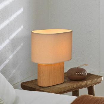 Santorini asztali lámpa, világos fa/bézs, 38 cm, vászon/kerámia kép