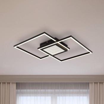 Saunders LED mennyezeti lámpa, 43 cm hosszú, fekete, 3D hatású kép