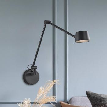 Savina LED fali világítás, fekete, kinyúlás 92 cm, fém kép