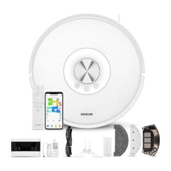 Sencor- 2 az 1-ben robotporszívó és felmosó 50W/5000 mAh Wi-Fi fehér + távirányító 41016504 kép