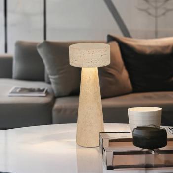 Serenity LED asztali lámpa, bézs színű, magasság 31 cm, kő