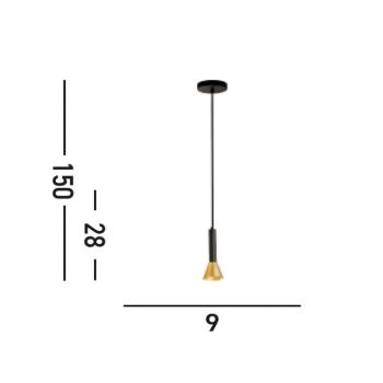 Signal függő lámpa, Ø 9 cm, fekete/arany színű, fém kép